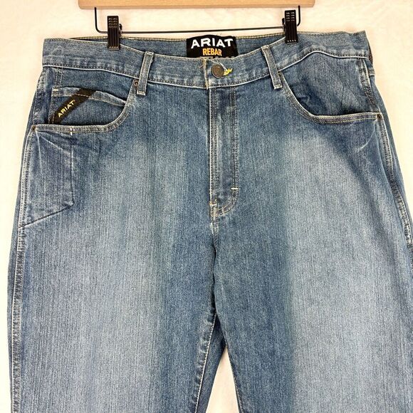 Ariat Rebar M4 Relaxed DuraStretch Basic Boot Cut Jean Size 38x32 Low Rise EUC - Picture 3 of 8